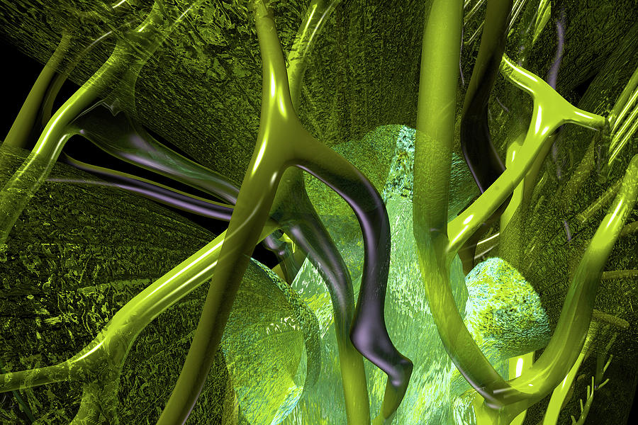 Kidney Abstract 2 Green Digital Art by Russell Kightley