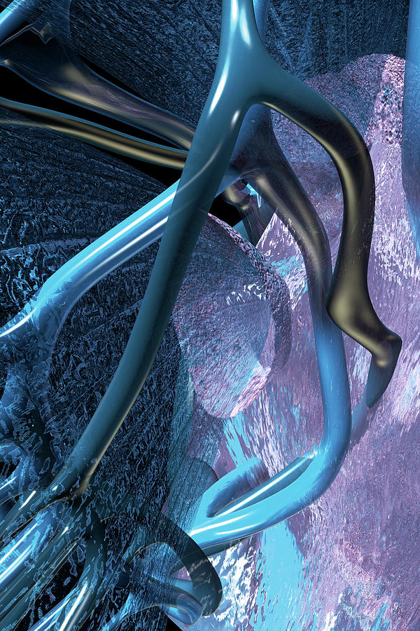 Kidney Abstract Portrait 2 Blue Digital Art by Russell Kightley