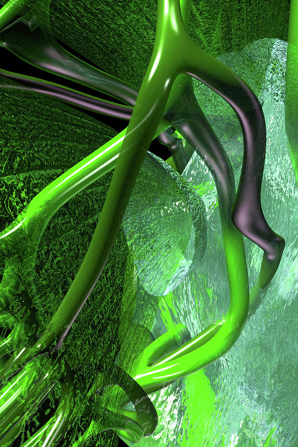 Kidney Abstract Portrait 2 Green Digital Art by Russell Kightley