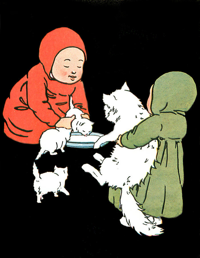 Kids are Feeding Cats Digital Art by Long Shot