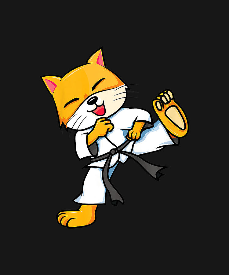 Kids Cartoon Martial Arts Karate Cat Drawing by DHBubble - Fine Art America