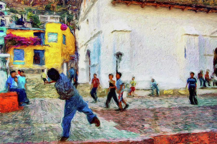 Kids playing ball, Santiago, Guatemala Photograph by Tatiana Travelways