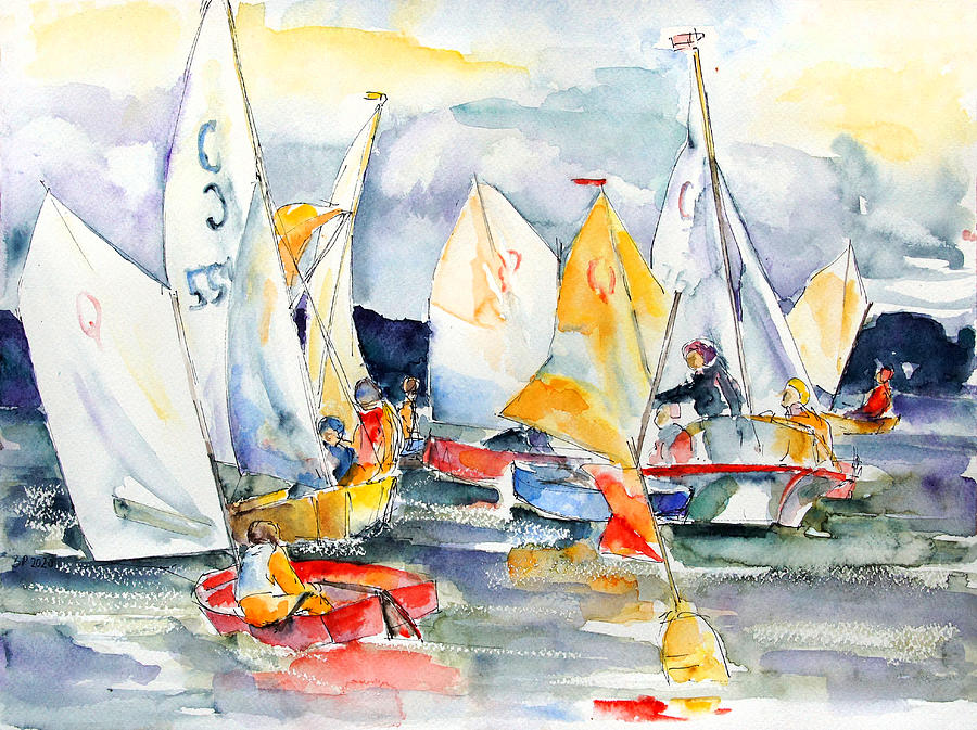 Kids Sail Training Painting by Barbara Pommerenke