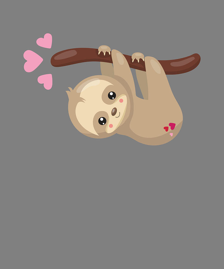 Kids Valentine Sloth Hanging from a Branch Digital Art by Stacy McCafferty