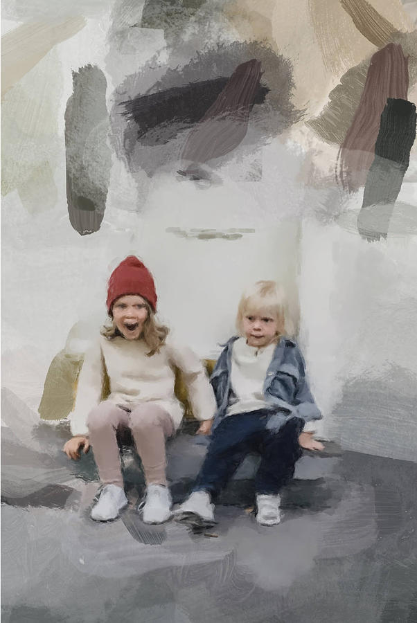 Kids Watching Passers-by Painting by Gary Arnold