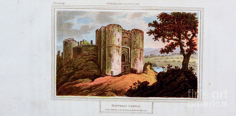 Architecture Drawing - Kidwelly Castle. n4 by Historic Illustrations