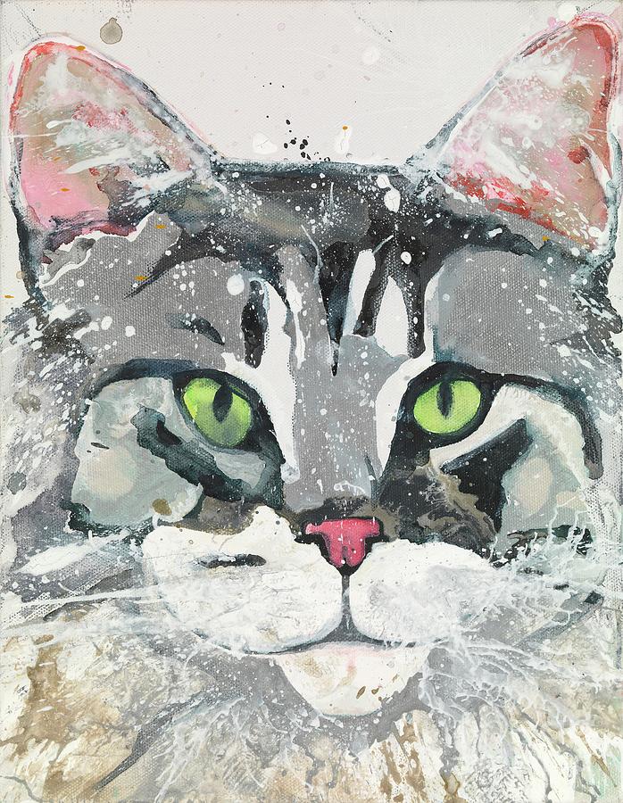 Cat Painting - Kieran by Kasha Ritter