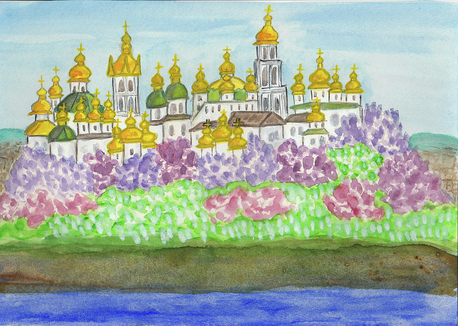 Kiev 3 Kievo-Pechersakaya lavra monastery Painting by Irina Afonskaya