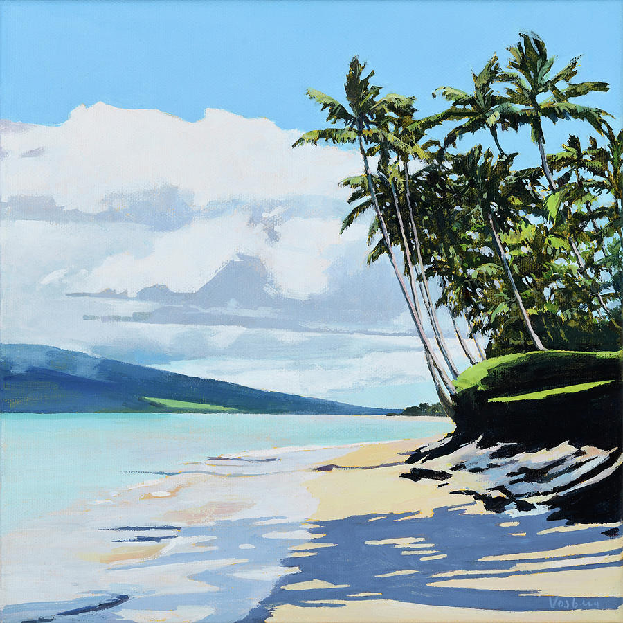 Kihei beach Palm trees Painting by Stacy Vosberg