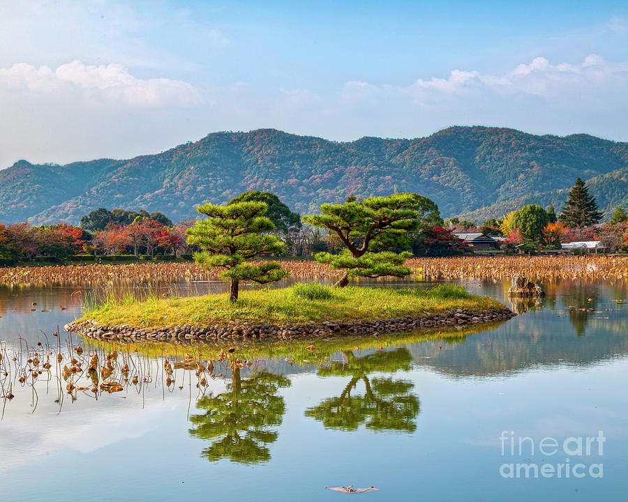 Kikugashima Island in Osawa Pond Daikaku-ji Temple Kyoto Photograph by Colin and Linda McKie