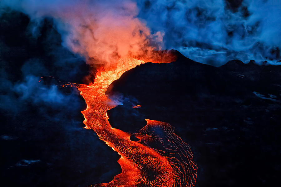 Nature Photograph - Kilauea Fissure 8 cone erupting by Usgs