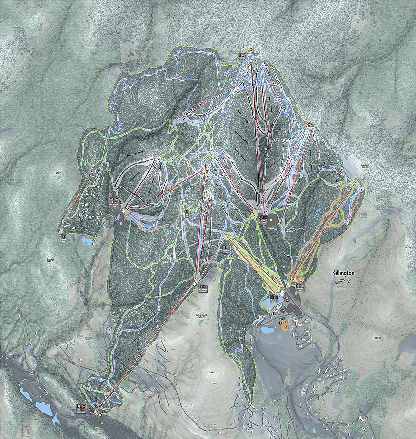 Killington Ski Resort Map Digital Art By Powder Addicts Pixels 1723