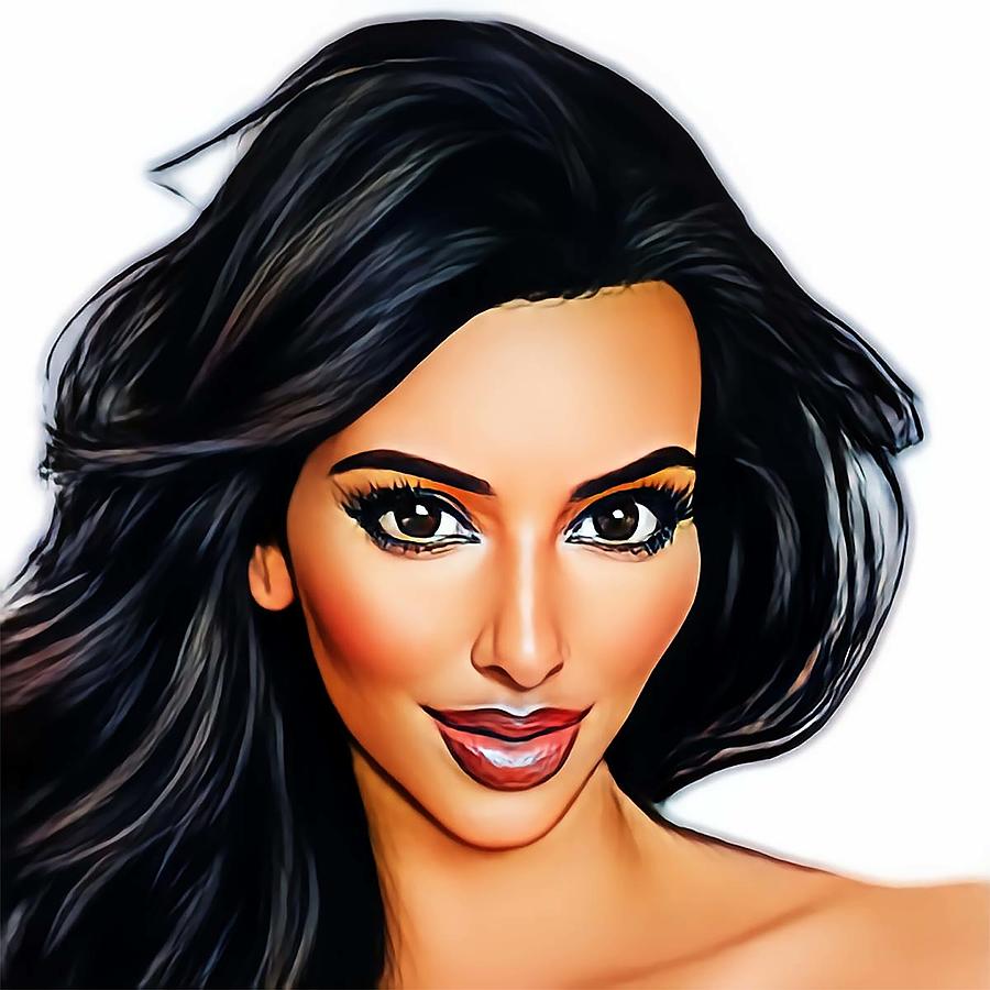 Kim Kardashian Caricature Digital Art by Mosart