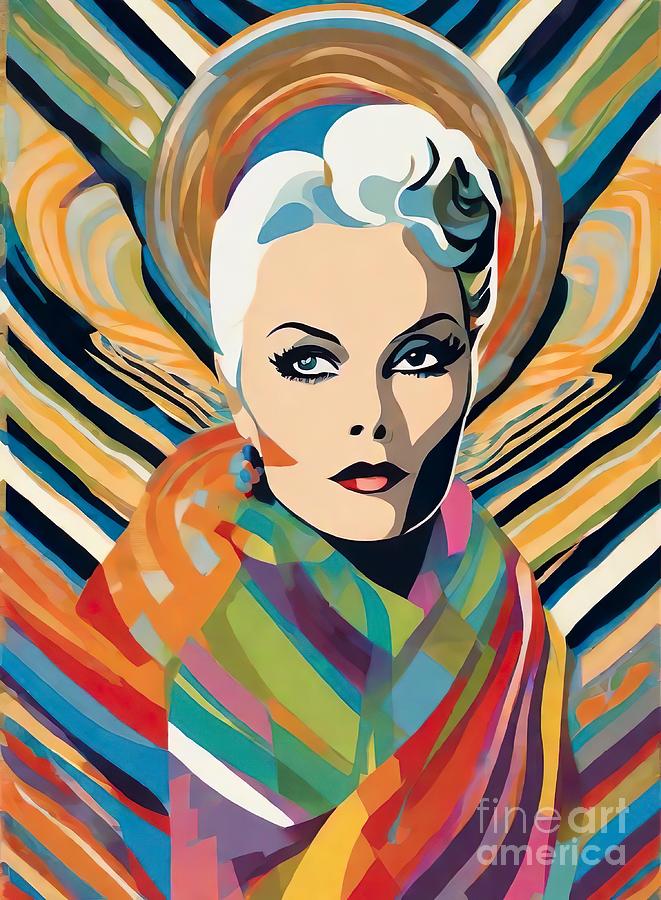 Kim Novak Digital Art - Kim Novak abstract portrait by Movie World Posters