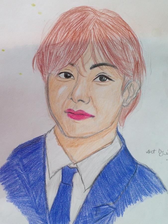 Kim taehyung drawing Drawing by Khushi Kumari - Fine Art America