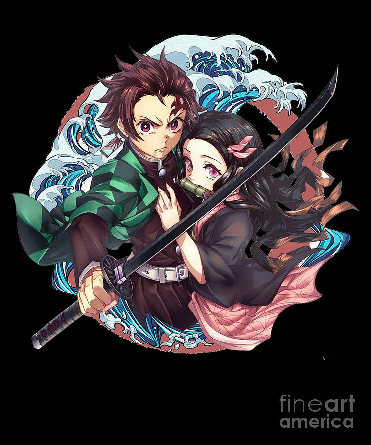 Kamado Tanjiro and Nezuko Demon Slayer Anime T Shirt Sticker by Anime Art -  Pixels