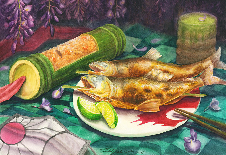 Watercolor Painting - Kimetsu No Yaiba Meal Set by Hsiang-Yu Chen