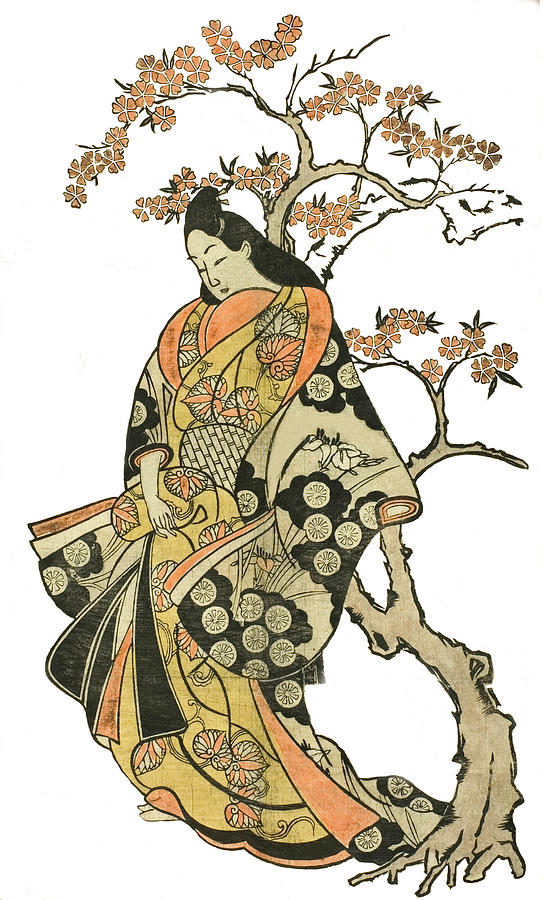 Kimono Girl and a Tree Digital Art by Long Shot