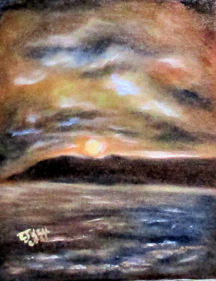 Kims Beach Sunset No3. Painting by Clyde J Kell