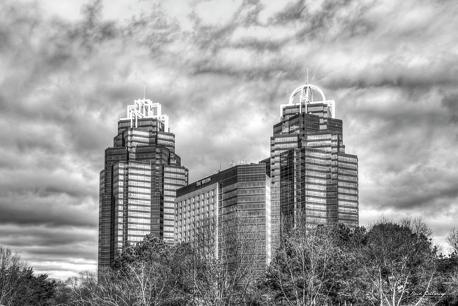 King and Queen Concourse Buildings B W Landmark Center The Westin Hotel Atlanta GA Architectural Art Photograph by Reid Callaway