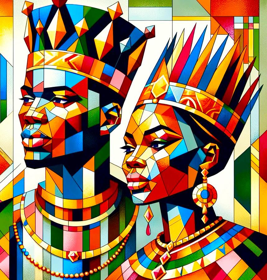 King and Queen Painting by Emeka Okoro