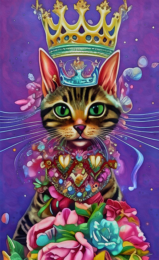 King Cat Mixed Media by Ann Leech