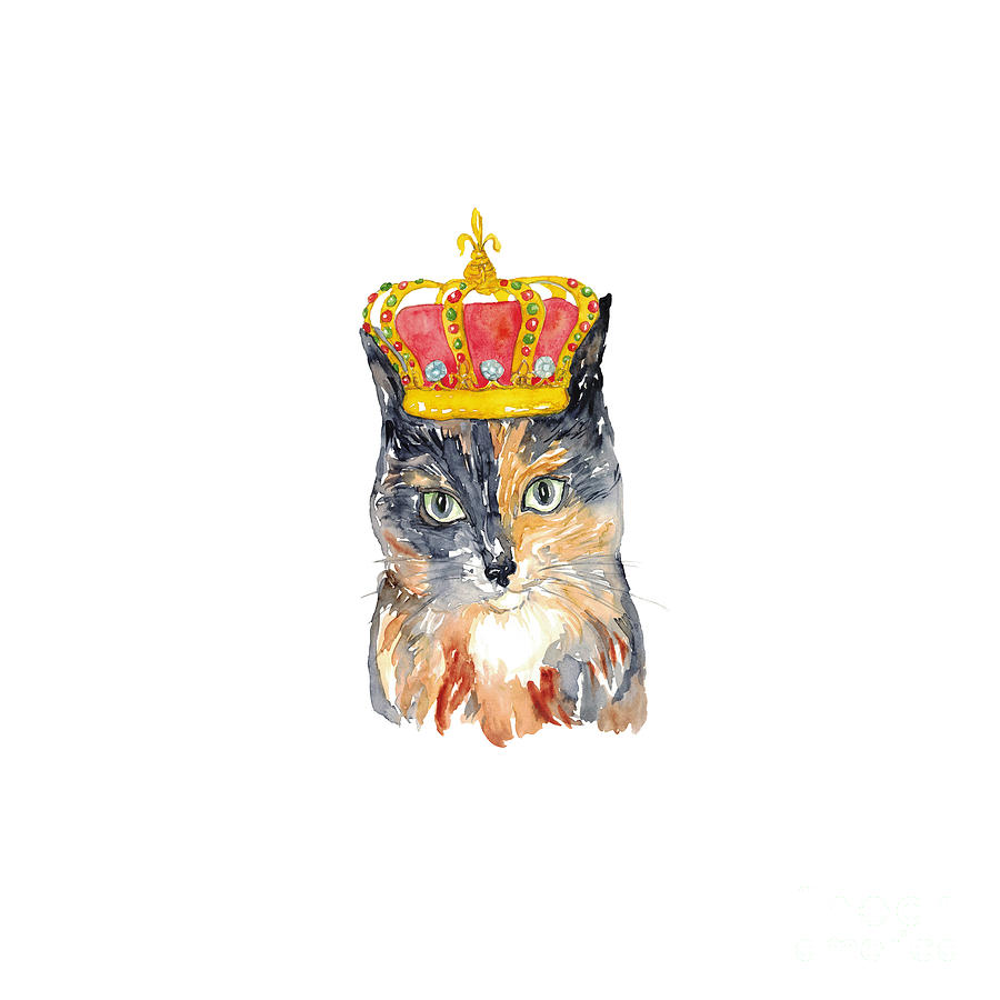 King cat Painting Wall Poster Watercolor Painting by Maryna Salagub ...