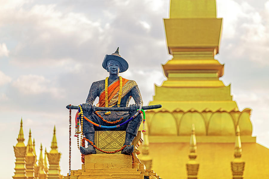 King Chao Anouvong Statue In Vientiane C Photograph By David Allen Pierson Pixels