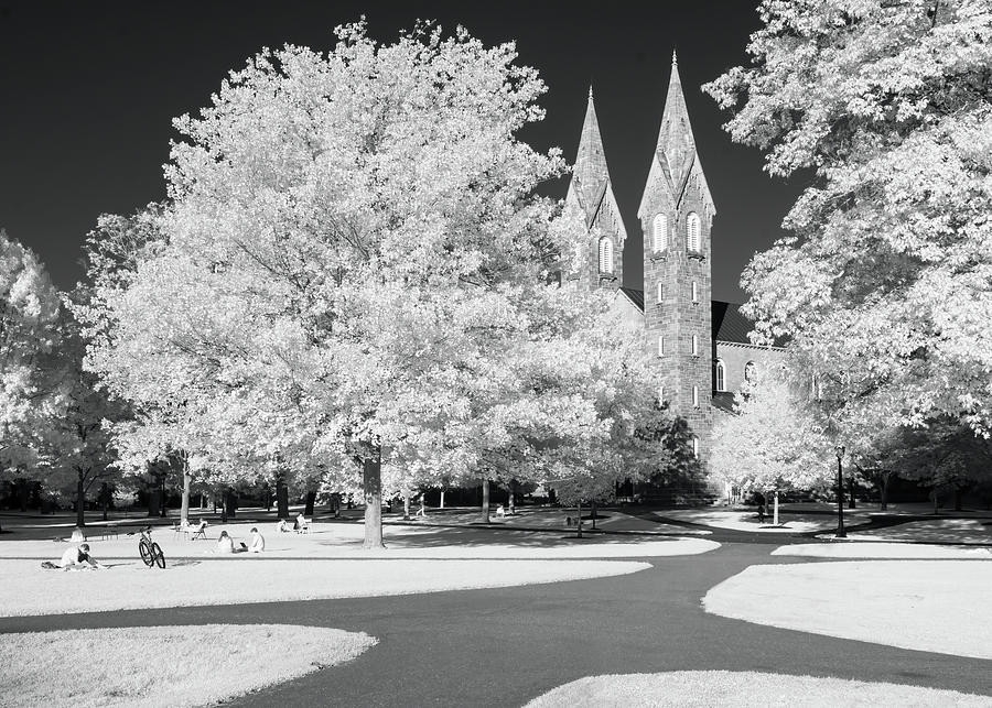 Tree Photograph - King Chapel Bowdion College Infrared by Jerry Fornarotto