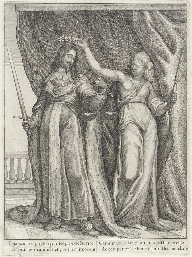 King Charles I of England Lauded by Justitia, Wenceslaus Hollar, 1639 ...