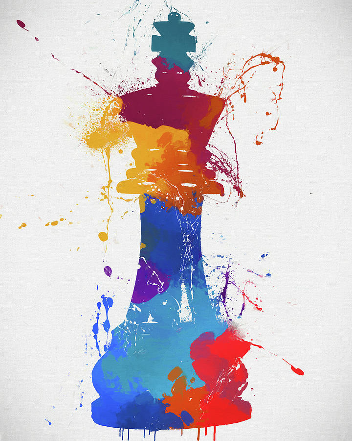 King Painting - King Color Splash Painting Chess by Dan Sproul