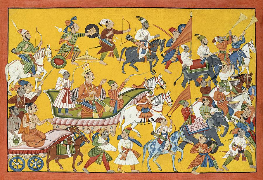 King Dasaratha and His Retinue Proceed to Ramas Wedding Folio from the