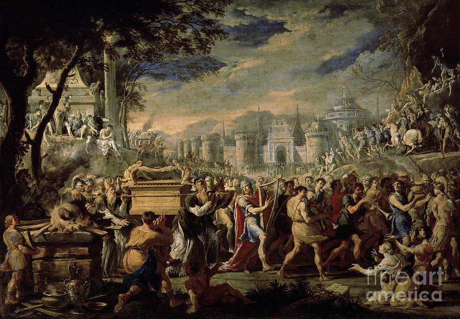 David Painting - King David bearing the Ark of the Covenant into Jerusalem by Domenico Gargiulo