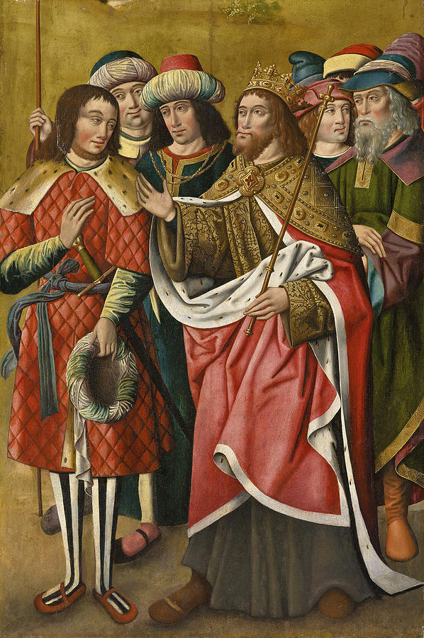 King David endorsing the succession of Solomon Painting by The Jativa Master