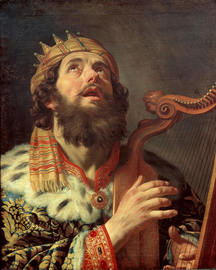 King David Playing the Harp. Dated 1622. GERARD VAN HONTHORST. GERRIT VAN HONTHORST. Painting by Gerard Van Honthorst
