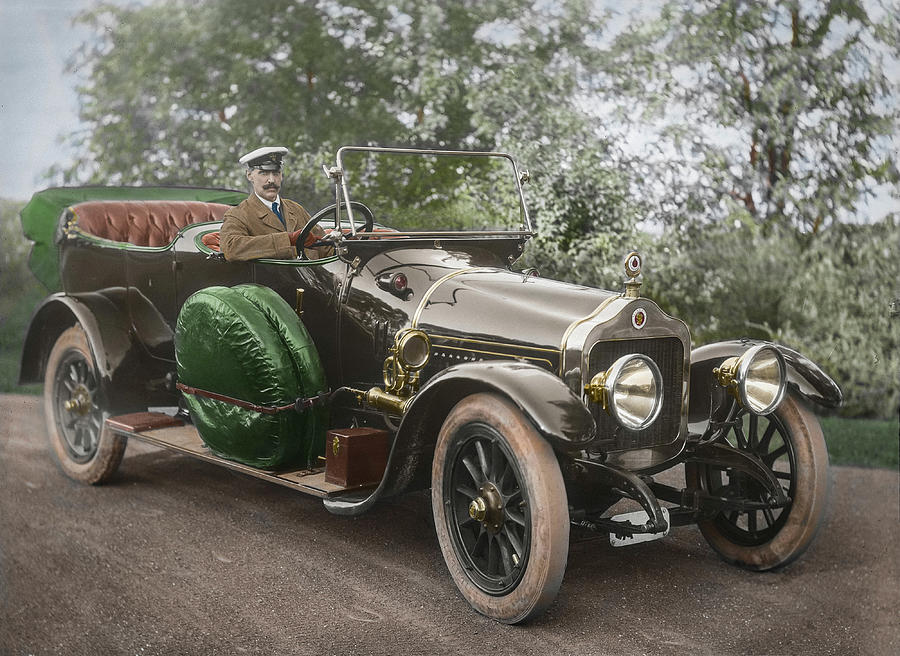  King Haakon of Norway  and his Minerva car, photographed in 1920  Digital Art by Celestial Images