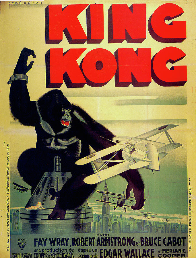 Vintage Mixed Media - King Kong  1933 - art by Rene Peron by Movie World Posters