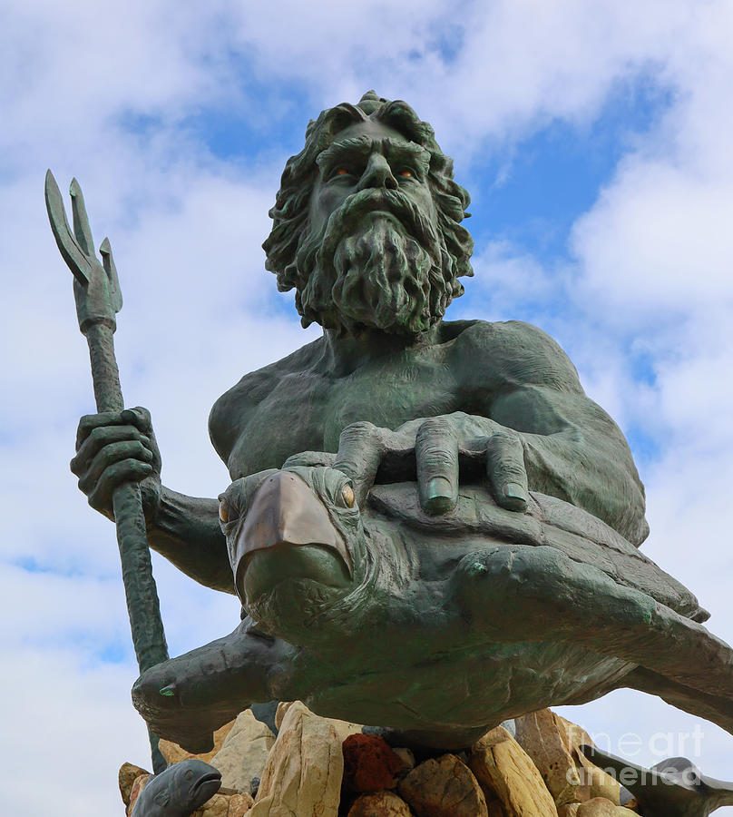 King Neptune Statue in Virginia Beach VA 7795 crop Photograph by Jack Schultz