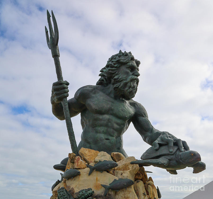 King Neptune Statue in Virginia Beach VA 7797 crop Photograph by Jack Schultz