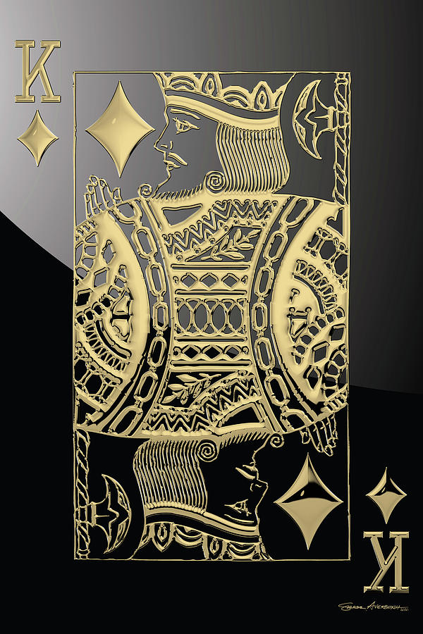 King of Diamonds in Gold on Black  Digital Art by Serge Averbukh