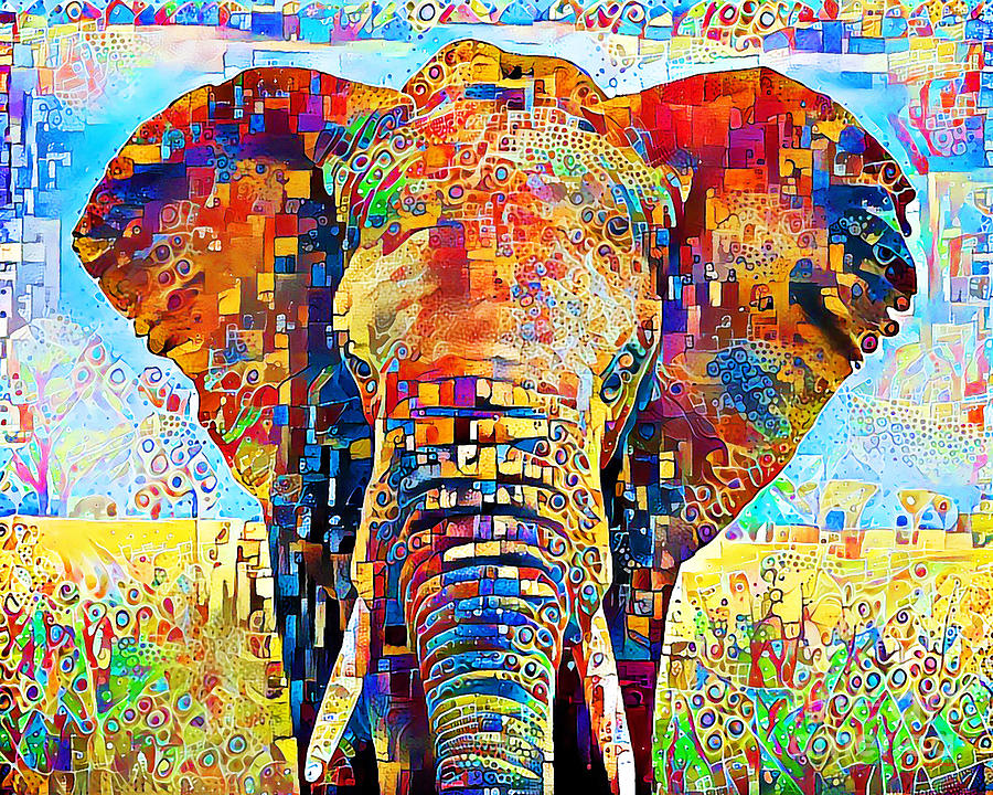 King of Elephants in Contemporary Vibrant Happy Color Motif 20200430 Photograph by Wingsdomain Art and Photography