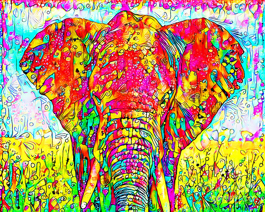 King of Elephants in Contemporary Vibrant Happy Color Motif 20200512 Photograph by Wingsdomain Art and Photography