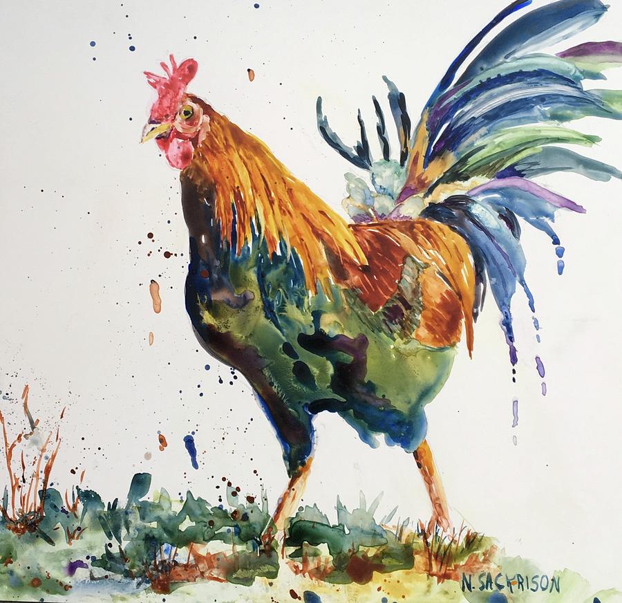 King of the Barnyard Painting by Nancy Sackrison - Fine Art America