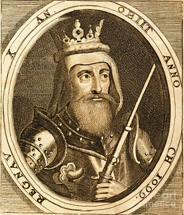 King Olaf I aka Saint Olaf of Denmark Medieval Viking Celtic King circa 1050-1095 Drawing by Peter Ogden