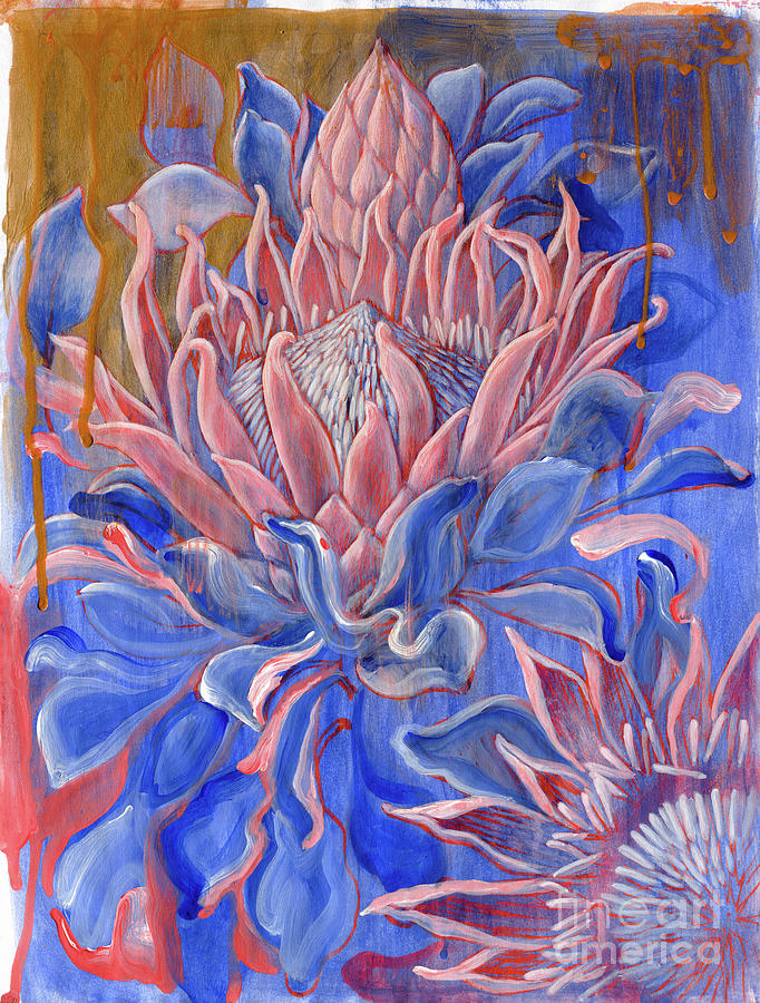 King Protea abstract botanical painting study Painting by Ruth Cadioli ...