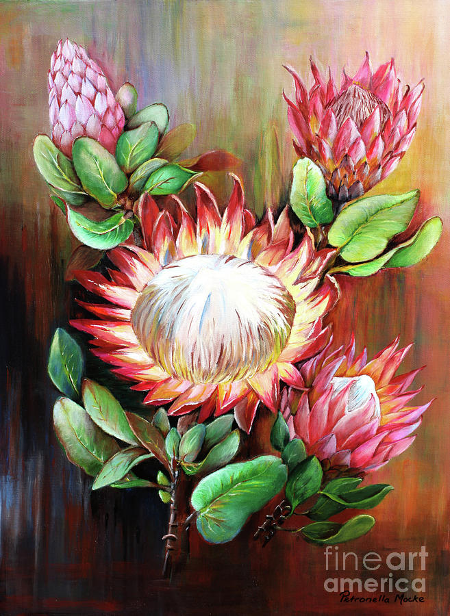 King Protea Painting by Petronella Mocke - Pixels