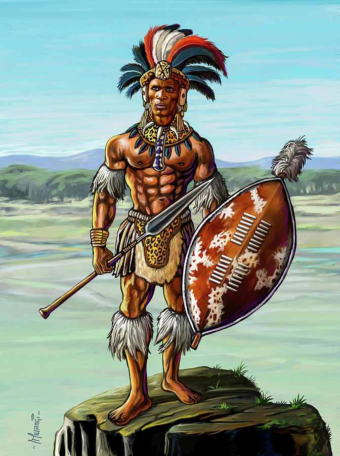 Warrior King Shaka Zulu Painting by Anthony Mwangi