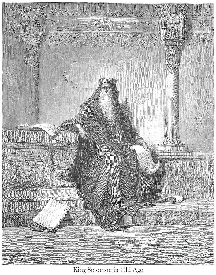 King Solomon in Old Age by Gustave Dore v1 Drawing by Historic illustrations