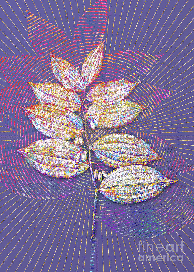 King Solomons Seal Mosaic Botanical Art on Veri Peri n.0224 Mixed Media by Holy Rock Design