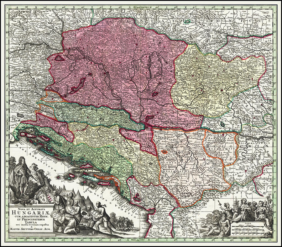 Kingdom Of Hungary Vintage Antique Map 1727 Photograph By Carol Japp   Kingdom Of Hungary Vintage Antique Map 1727 Carol Japp 